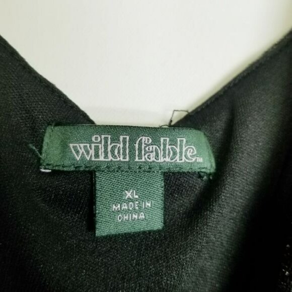 Wild Fable Black Bodycon Dress Metallic silver adjustable straps ruching size XL - Picture 5 of 13